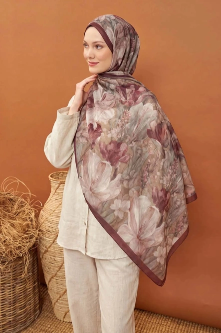 Silk Home Riva Şal Tencel Wild Flower Bordo