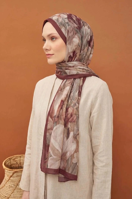 Silk Home Riva Şal Tencel Wild Flower Bordo