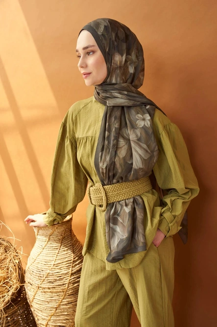 Silk Home Riva Şal Tencel Wild Flower Koyu Yeşil
