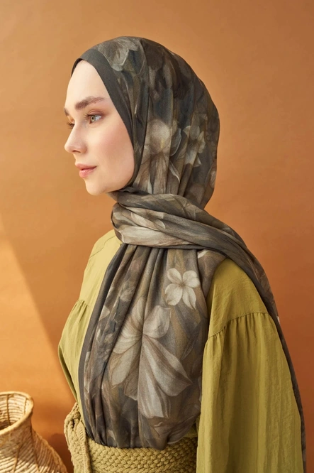 Silk Home Riva Şal Tencel Wild Flower Koyu Yeşil