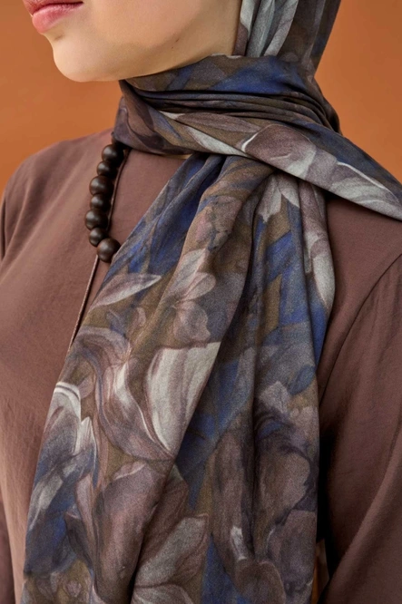 Silk Home Riva Şal Tencel Wild Flower Acı Kahve