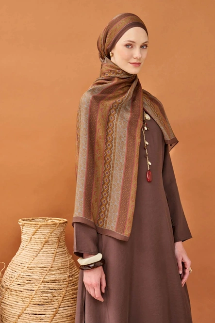 Silk Home Riva Şal Tencel Ethnic Way Çikolata Kahve