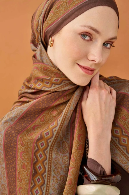Silk Home Riva Şal Tencel Ethnic Way Çikolata Kahve