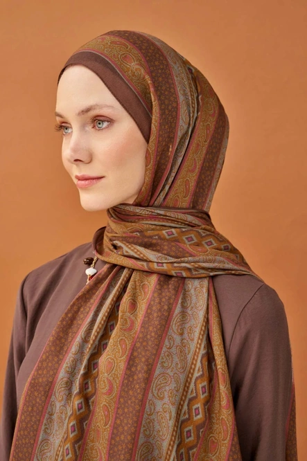 Silk Home Riva Şal Tencel Ethnic Way Çikolata Kahve