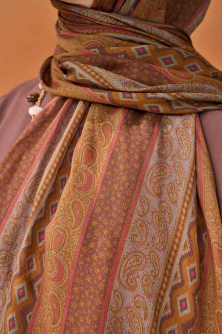 Silk Home Riva Şal Tencel Ethnic Way Çikolata Kahve