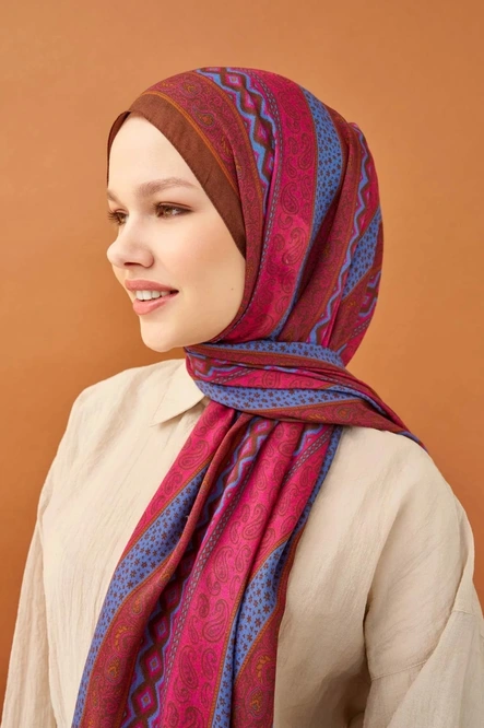 Silk Home Riva Şal Tencel Ethnic Way Koyu Pembe