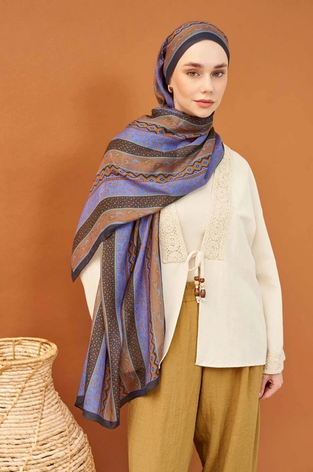 Silk Home Riva Şal Tencel Ethnic Way Antrasit