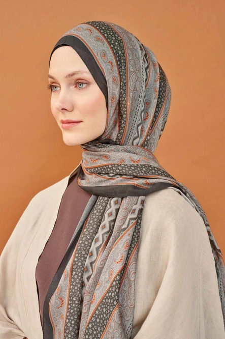 Silk Home Riva Şal Tencel Ethnic Way Koyu Gri