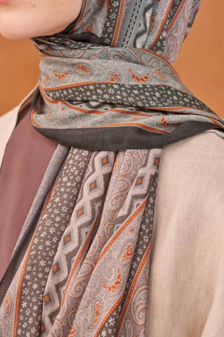 Silk Home Riva Şal Tencel Ethnic Way Koyu Gri