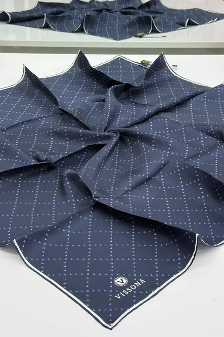 Vissona Twill İpek Eşarp  Lacivert