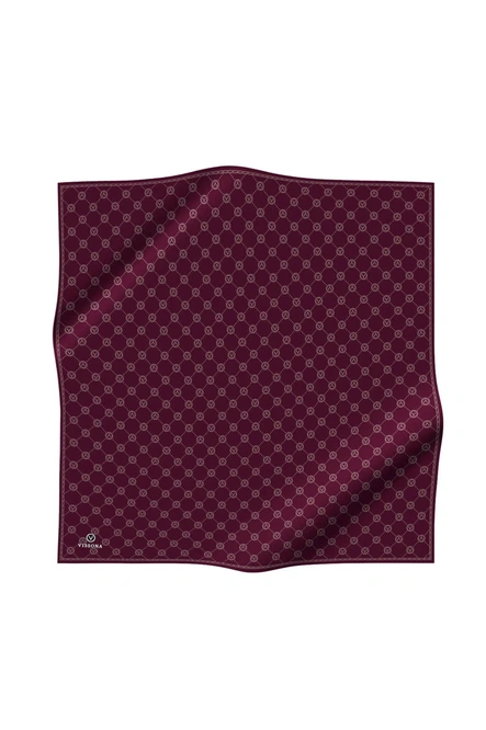 Vissona Twill İpek Eşarp Şarabi, Monogram Desenli