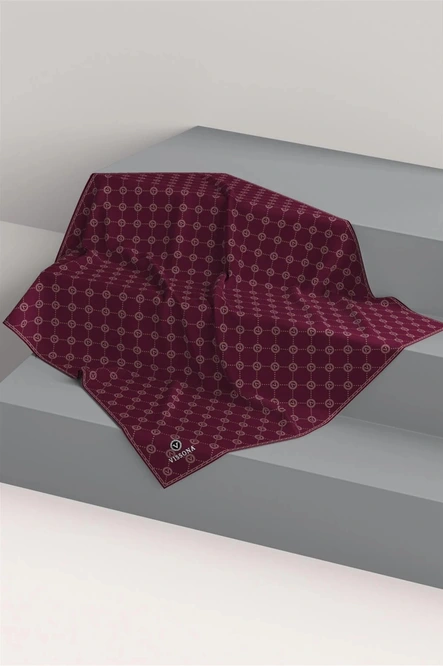 Vissona Twill İpek Eşarp Şarabi, Monogram Desenli