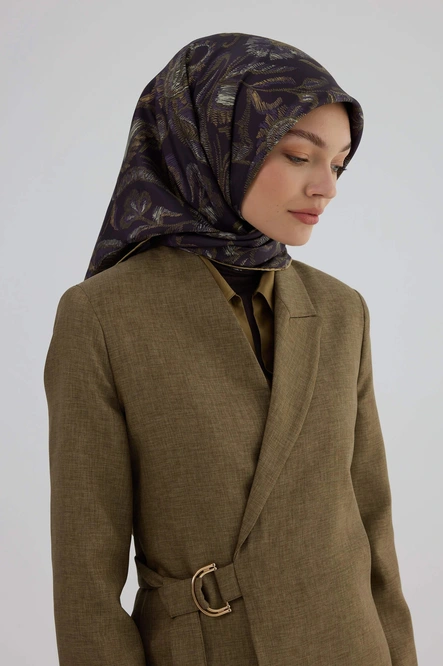 İpekhan Twill İpek Eşarp 53004 Mor Sarı