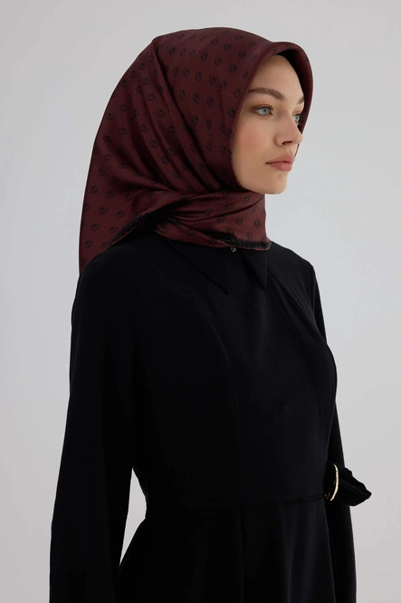 İpekhan Twill İpek Eşarp 53005 Bordo Siyah
