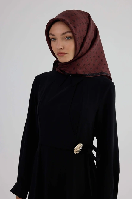 İpekhan Twill İpek Eşarp 53005 Bordo Siyah