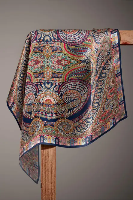 Vissona Twill İpek Eşarp Lacivert 60776-5