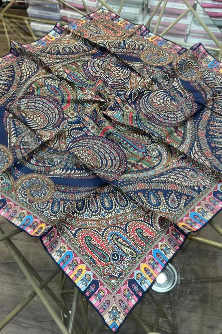 Vissona Twill İpek Eşarp Lacivert 60776-5