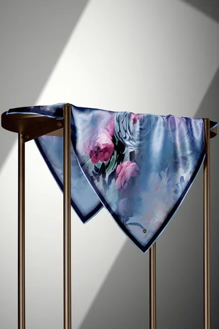 Vissona Twill İpek Eşarp Bebe Mavi