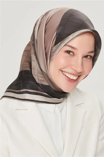 Armine Sura İpek Eşarp Siyah, Taş, Vizon