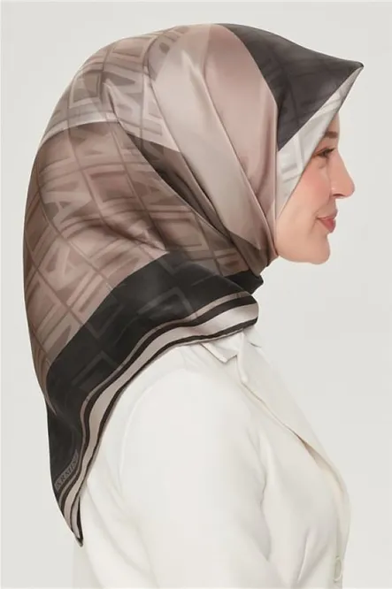 Armine Sura İpek Eşarp Siyah, Taş, Vizon