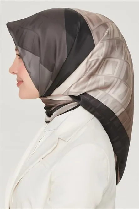 Armine Sura İpek Eşarp Siyah, Taş, Vizon