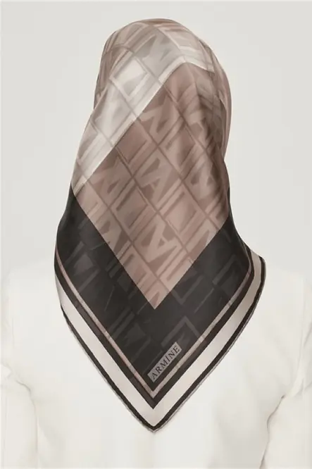 Armine Sura İpek Eşarp Siyah, Taş, Vizon