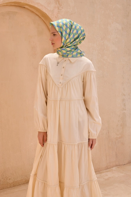 Belli Twill İpek Eşarp Mavi, Yeşil, Sarı, Lila