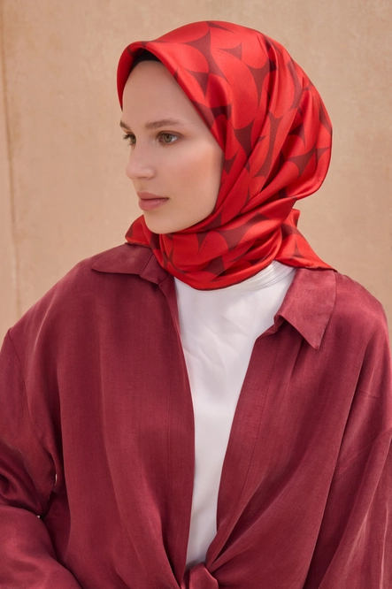 Belli Twill İpek Eşarp Kırmızı