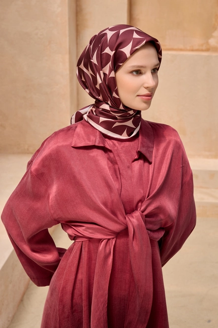 Belli Twill İpek Eşarp Bordo 4117-30