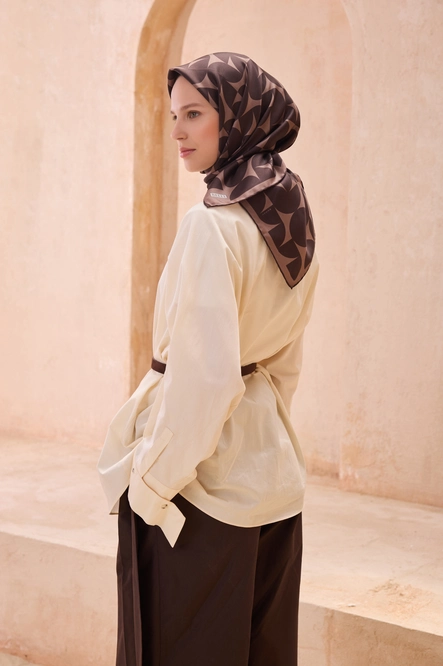 Belli Twill İpek Eşarp Acı Kahve