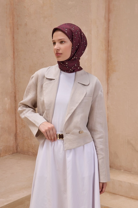 Belli Twill İpek Eşarp Leopar, Bordo