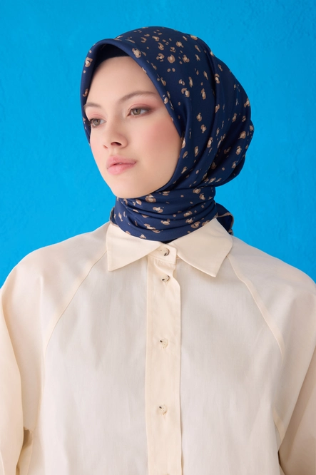 Belli Twill İpek Eşarp Lacivert 4126-34