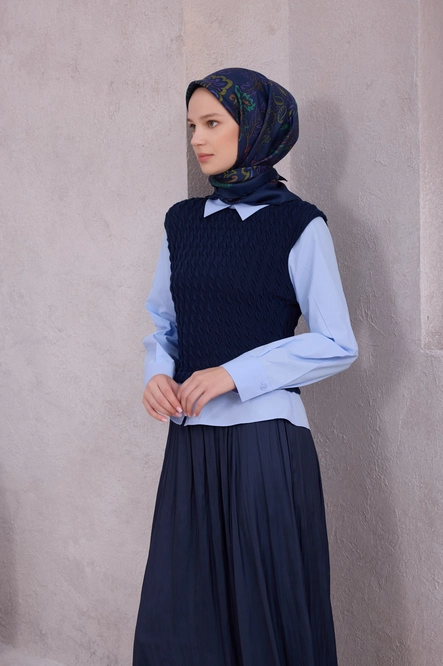 Belli Twill İpek Eşarp Lacivert