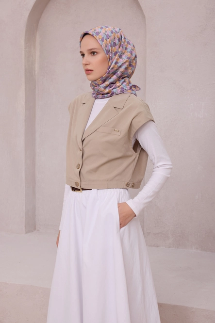 Belli Twill İpek Eşarp 4204-33 Gri, Lila, Pembe, Mor