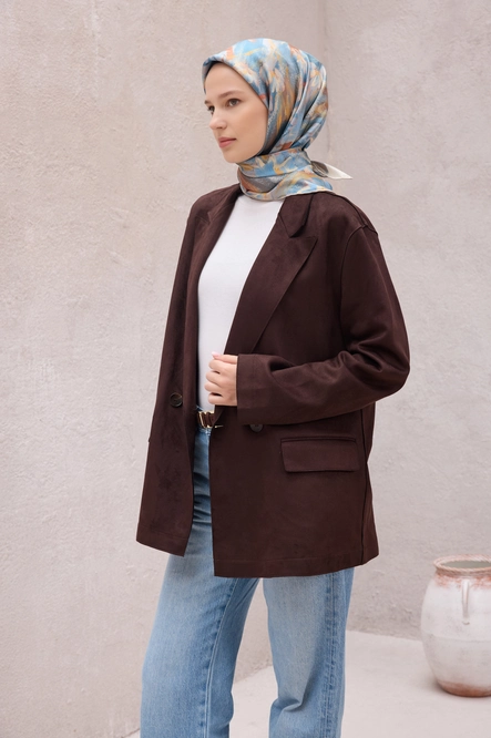 Belli Twill İpek Eşarp Mavi, Krem