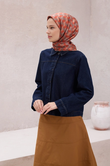 Belli Twill İpek Eşarp Vizon, Kiremit