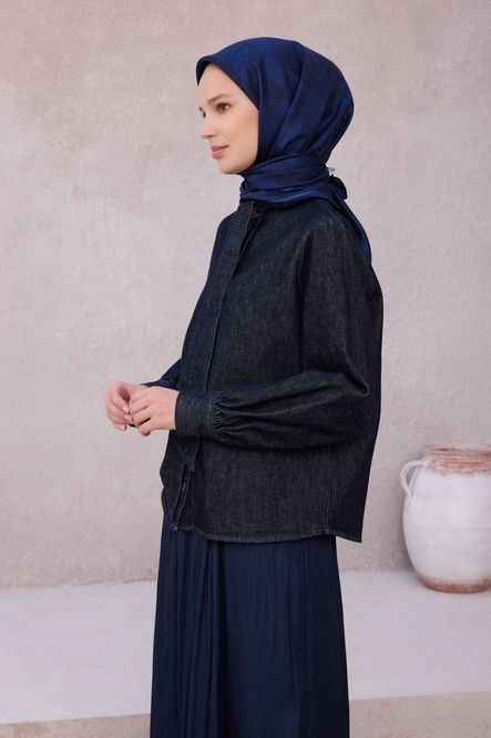 Belli Twill İpek Eşarp 4201-39 Lacivert