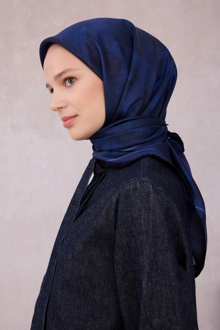 Belli Twill İpek Eşarp 4201-39 Lacivert