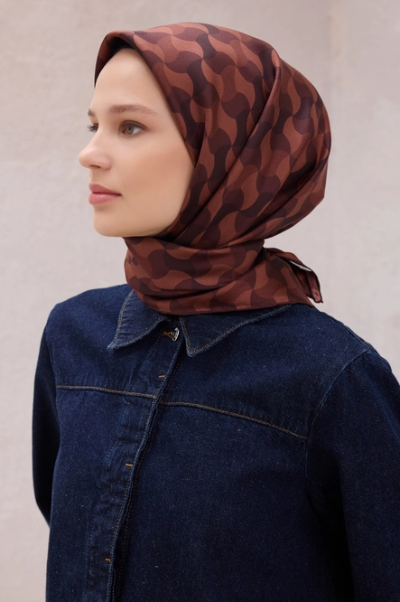Belli Twill İpek Eşarp 4211-04 Acı Kahve