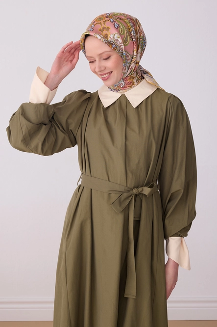 Belli Twill İpek Eşarp Pembe, Krem, Sarı