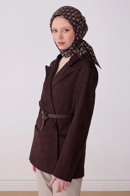 Belli Twill İpek Eşarp Kahverengi