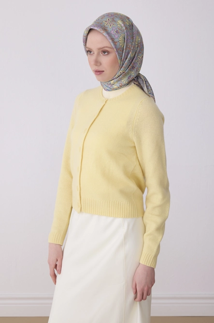 Belli Twill İpek Eşarp Su Yeşili, Lila, Sarı