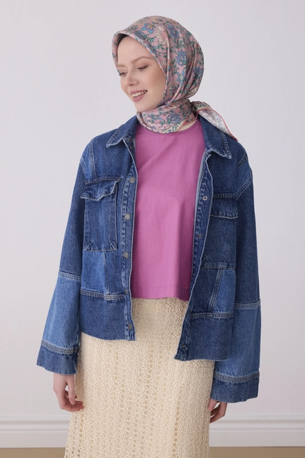 Belli Twill İpek Eşarp Pembe