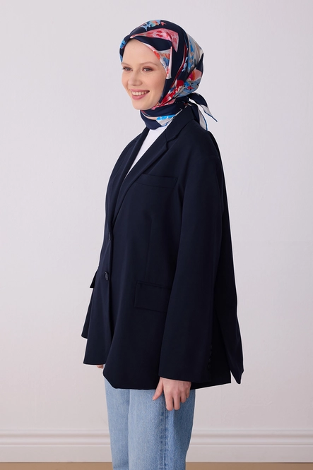 Belli Twill İpek Eşarp Lacivert