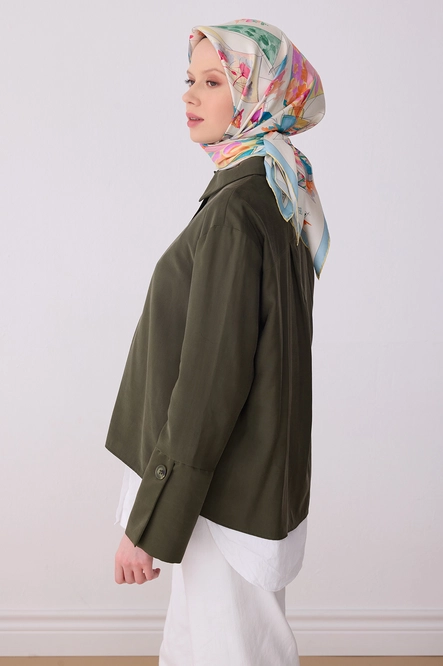 Belli Twill İpek Eşarp Krem, Bebe Mavi, Sarı