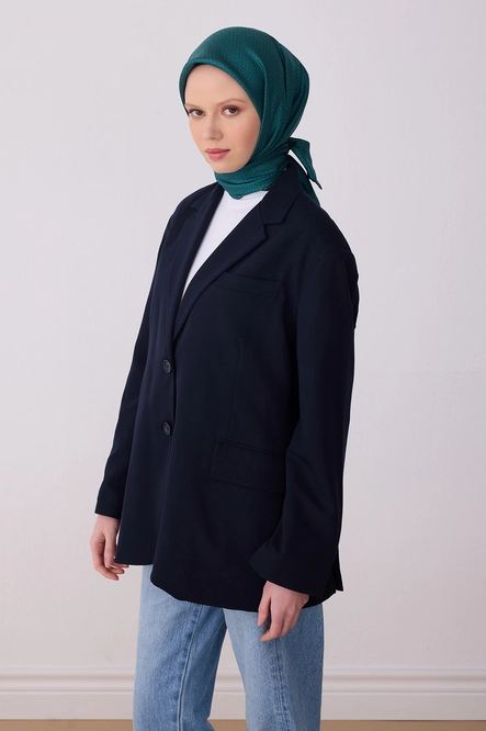 Belli Twill İpek Eşarp 4317-85 Petrol Yeşil, Mavi