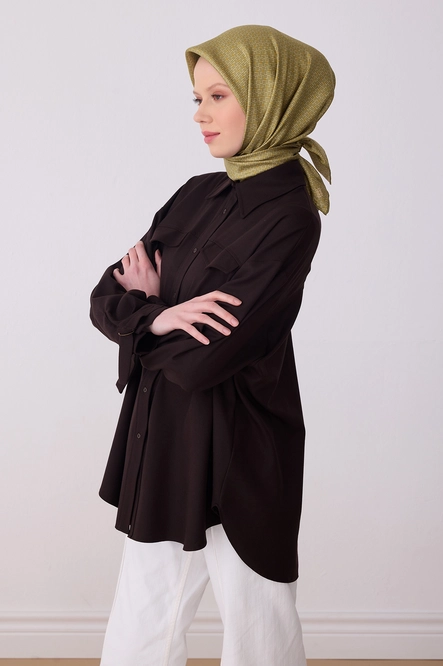 Belli Twill İpek Eşarp 4317-88 Hardal, Haki Yeşil