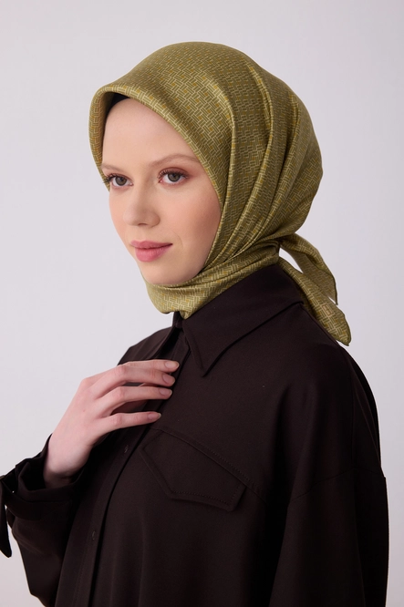 Belli Twill İpek Eşarp 4317-88 Hardal, Haki Yeşil
