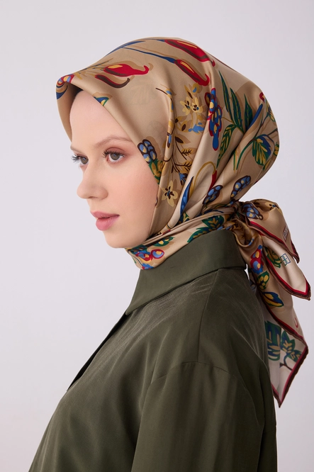 Belli Twill İpek Eşarp Vizon
