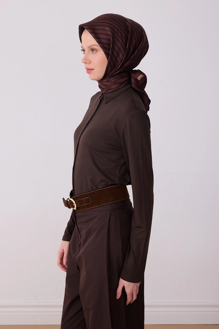 Belli Twill İpek Eşarp 4325-31 Acı Kahve, Kahverengi